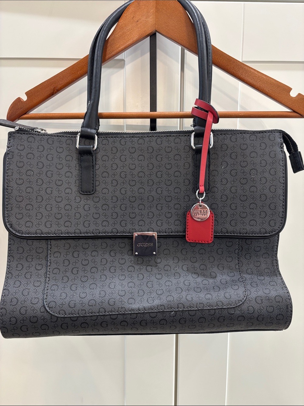 GUESS Black & Grey Signature Shoulder Bag